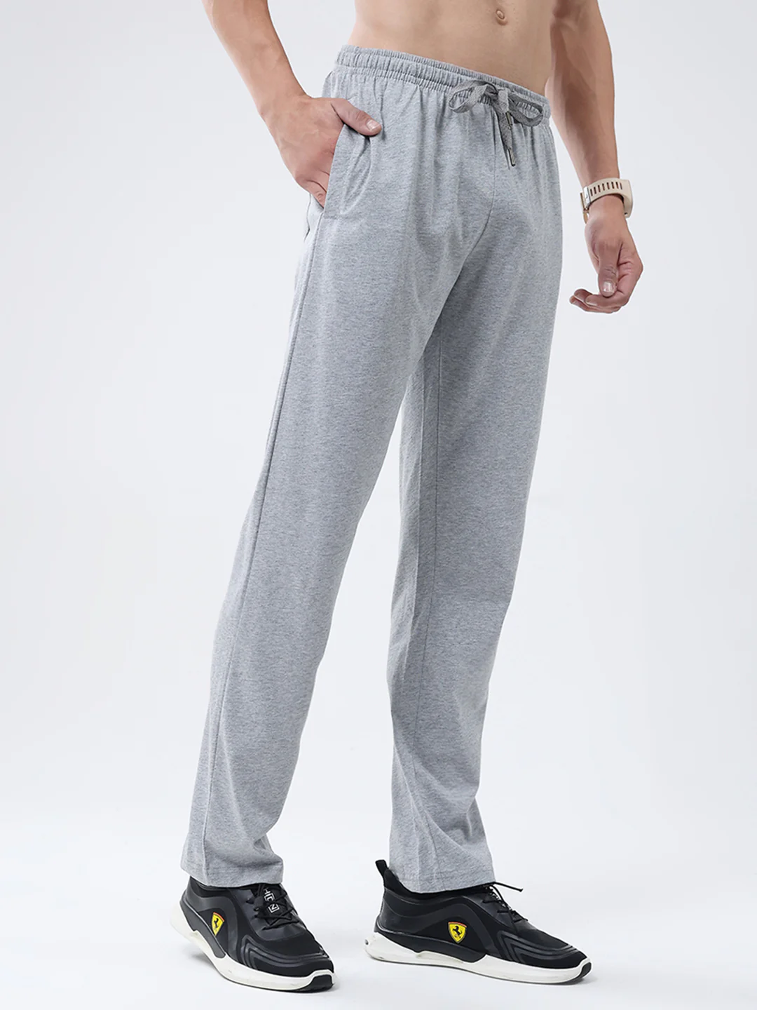 Men Grey Solid Regular Fit Lower - Image 4