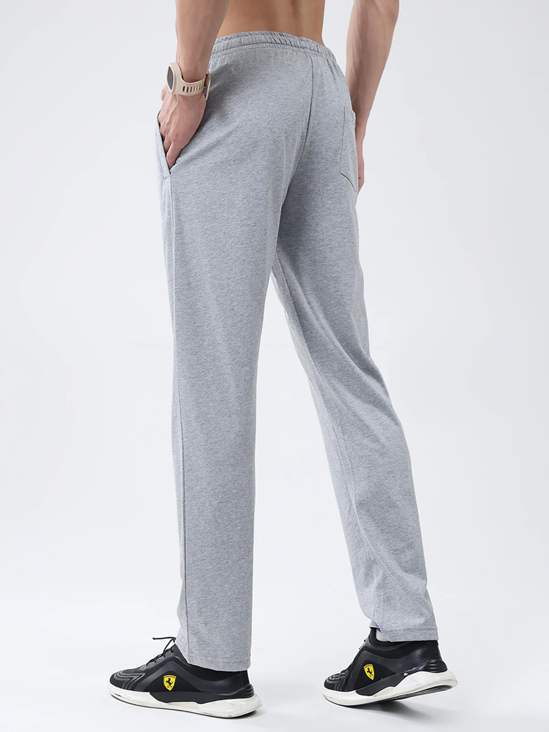Men Grey Solid Regular Fit Lower - Image 5