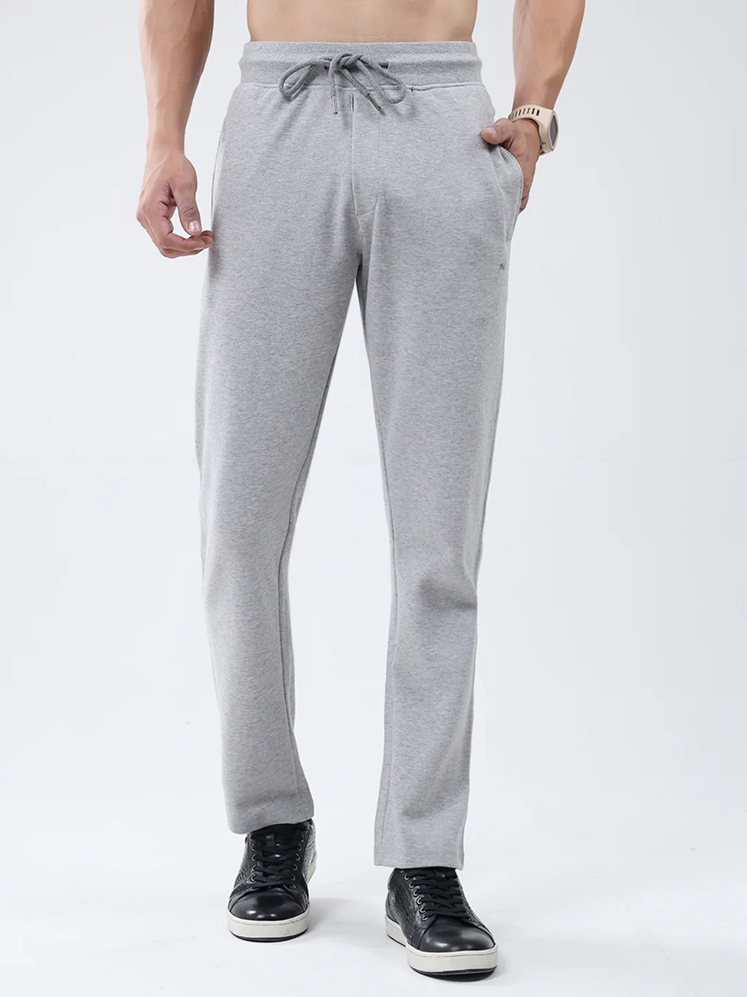 Men Grey Solid Regular Fit Lower