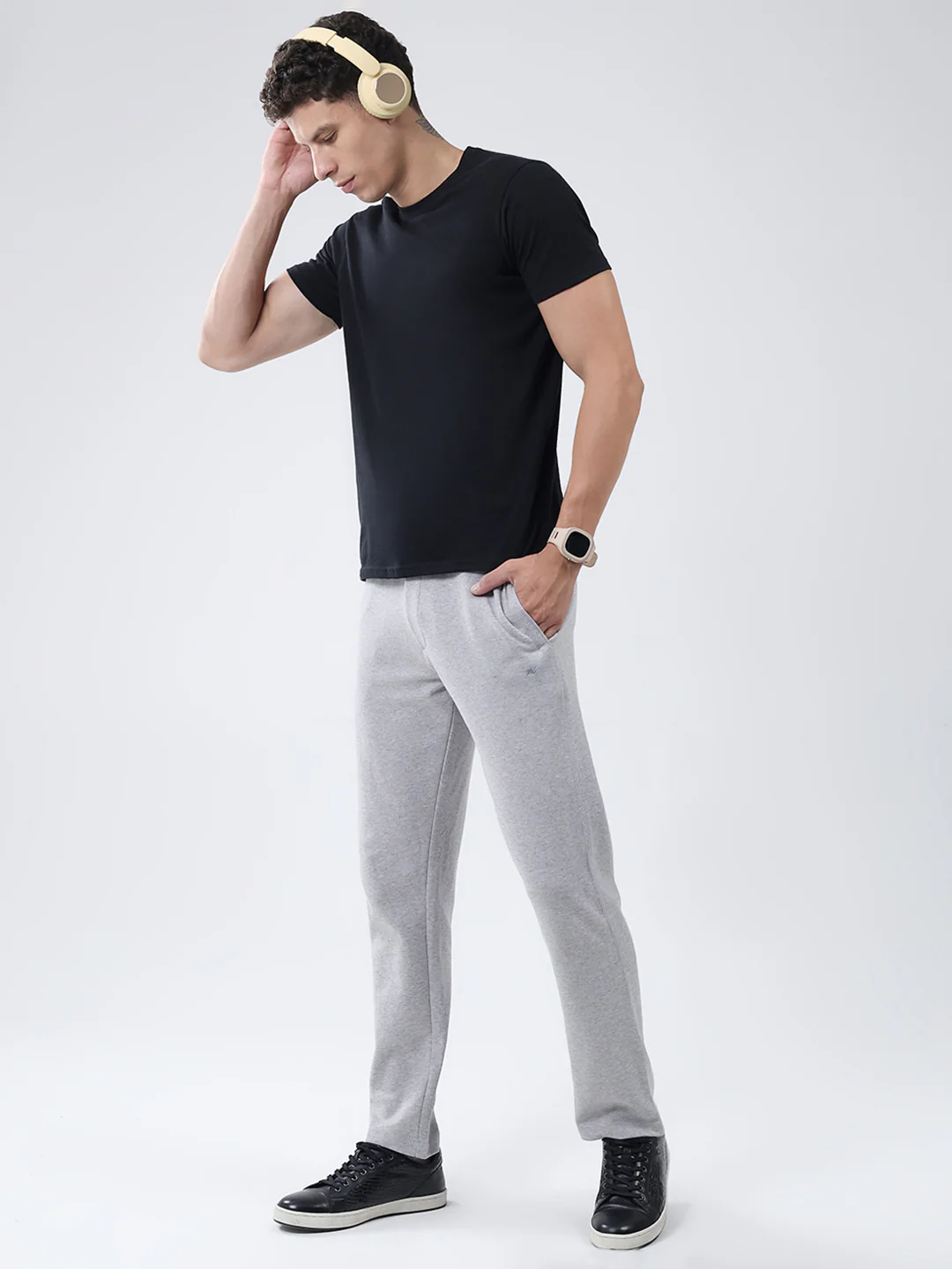 Men Grey Solid Regular Fit Lower - Image 2