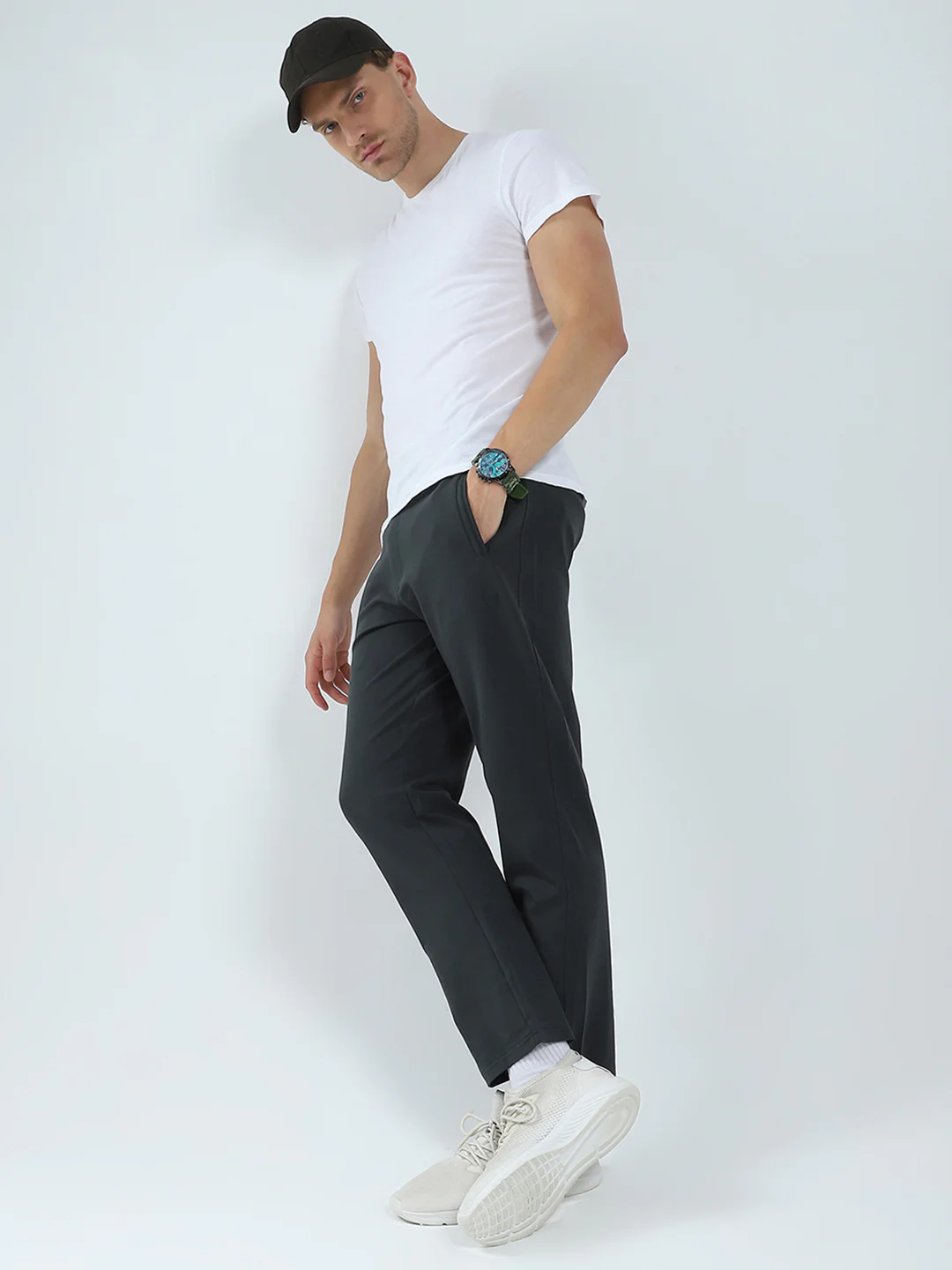 Men Grey Solid Regular Fit Lower - Image 2