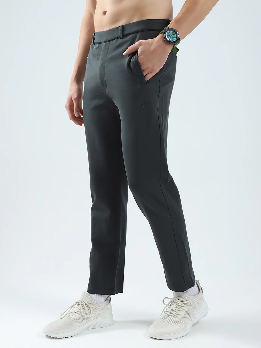 Men Grey Solid Regular Fit Lower - Image 3