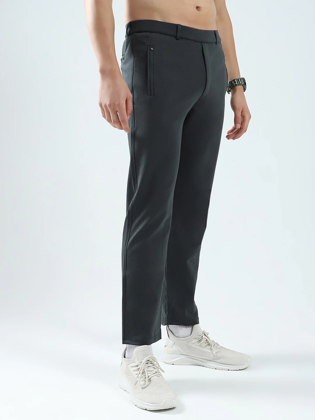 Men Grey Solid Regular Fit Lower - Image 4