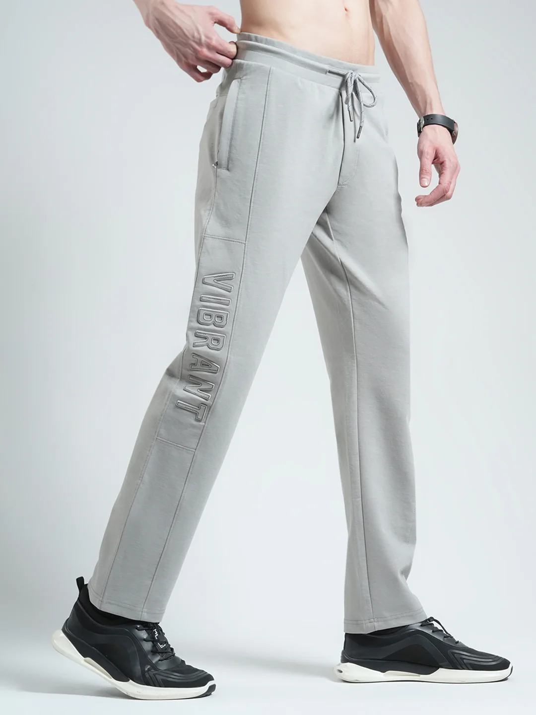 Men Grey Solid Regular Fit Lower - Image 4