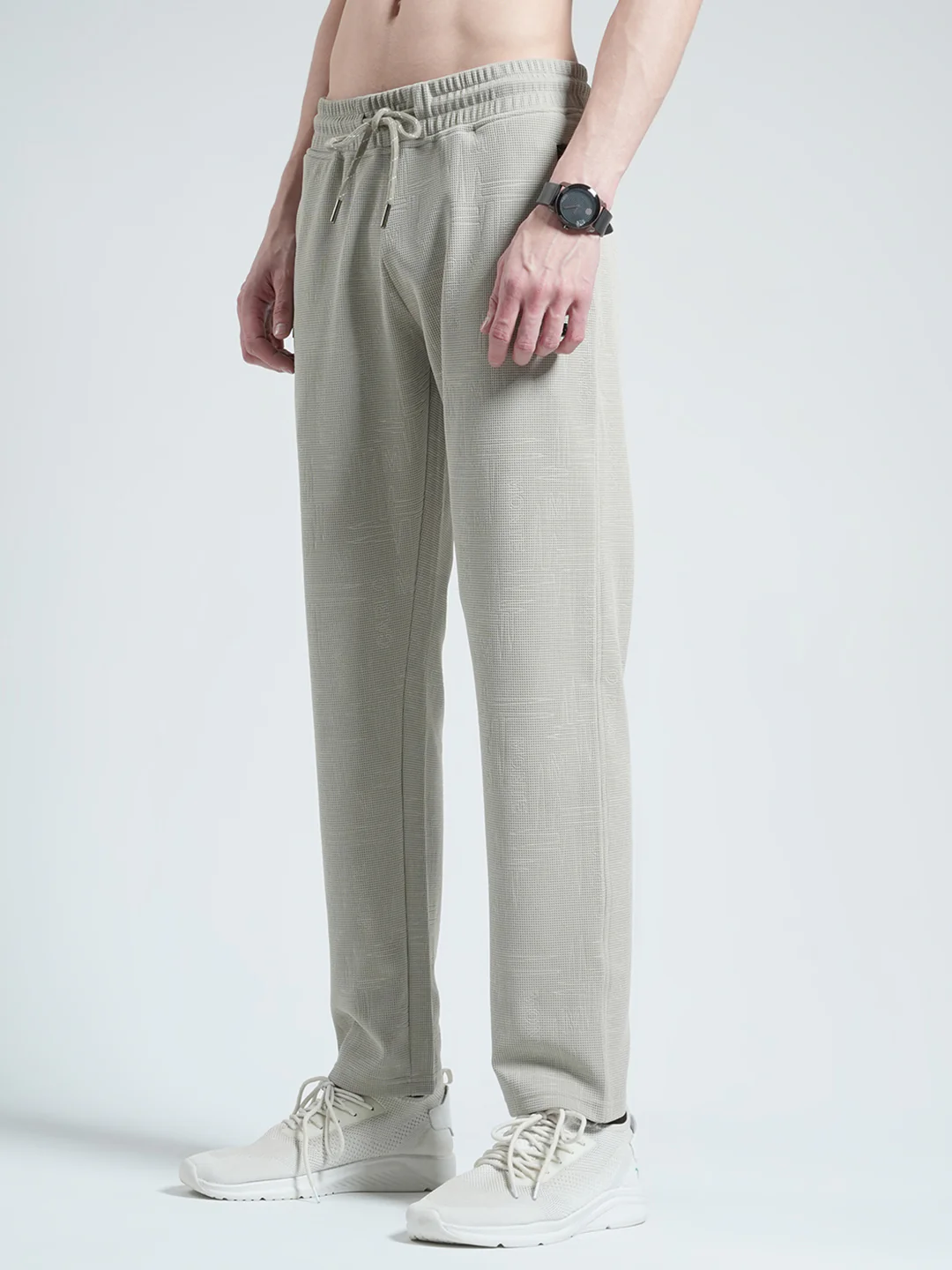 Men Grey Solid Regular Fit Lower - Image 3