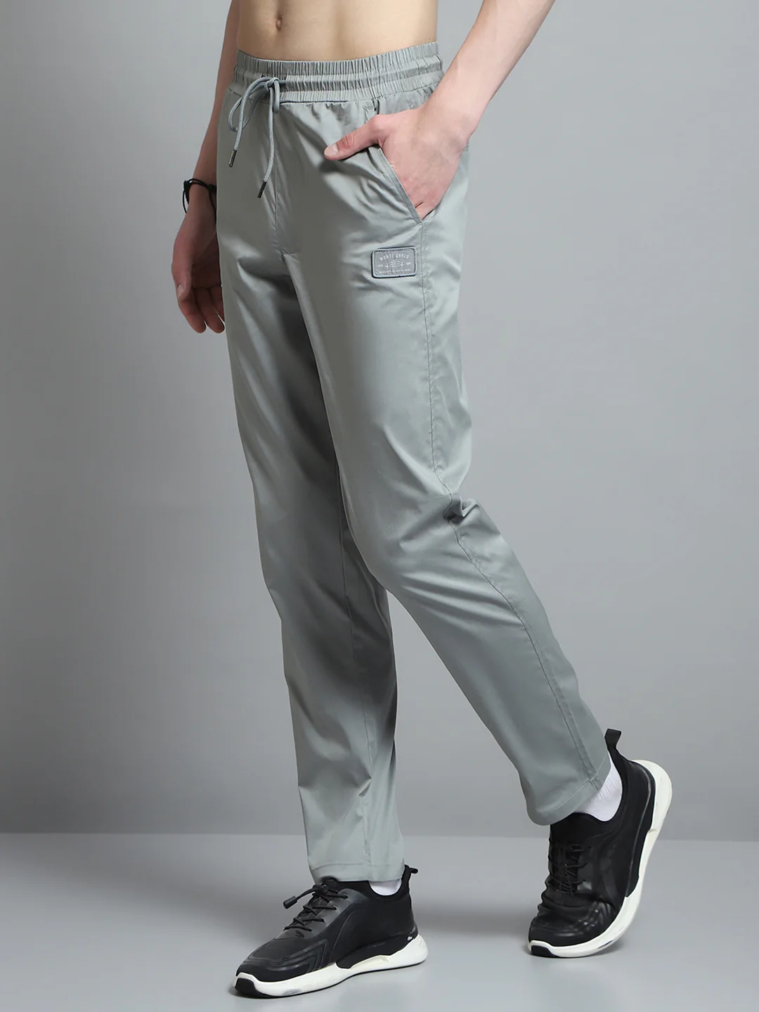 Men Grey Solid Regular Fit Lower - Image 3