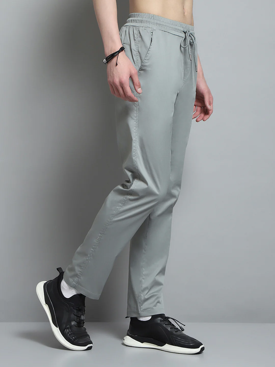 Men Grey Solid Regular Fit Lower - Image 4