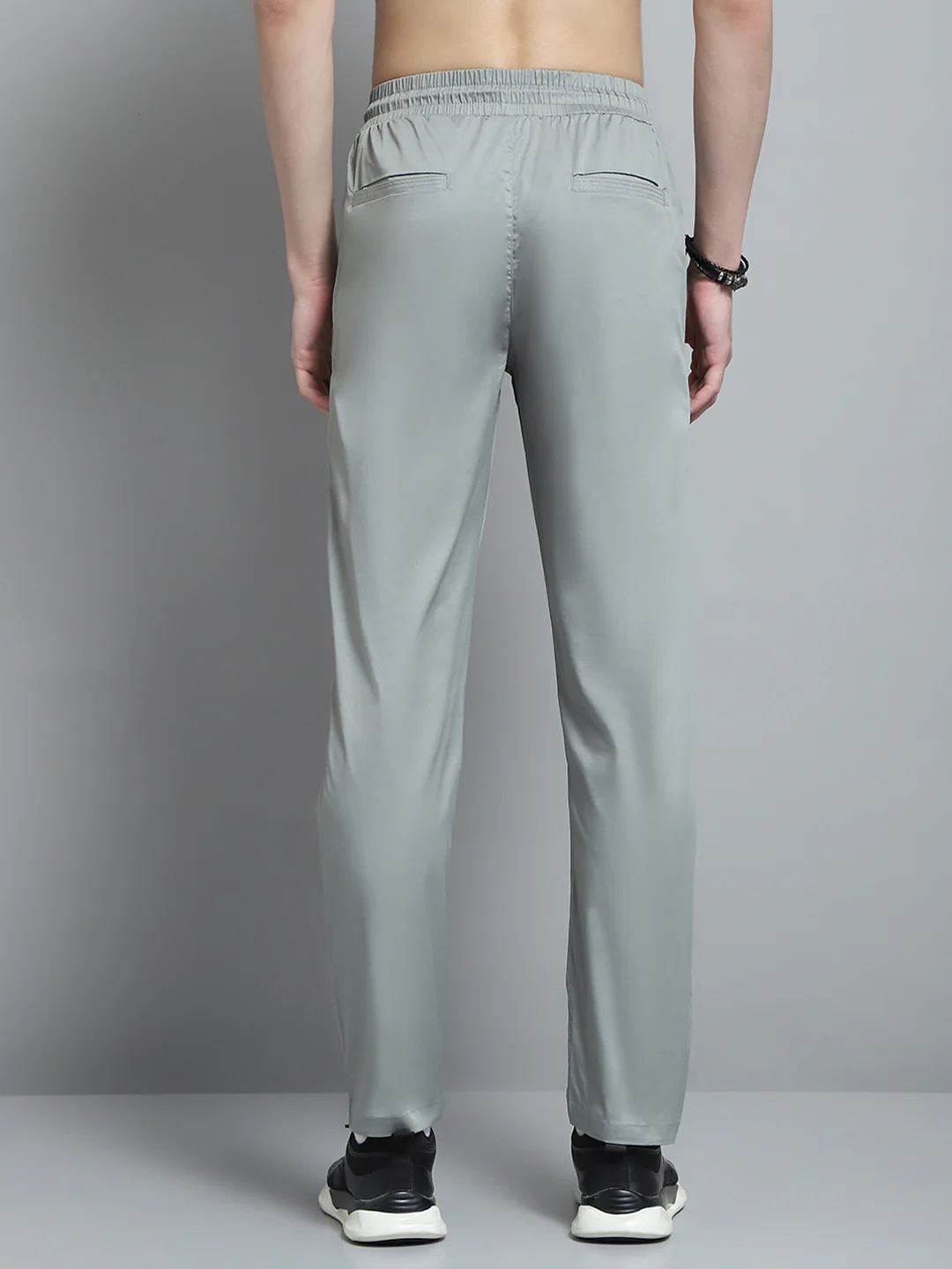 Men Grey Solid Regular Fit Lower - Image 5