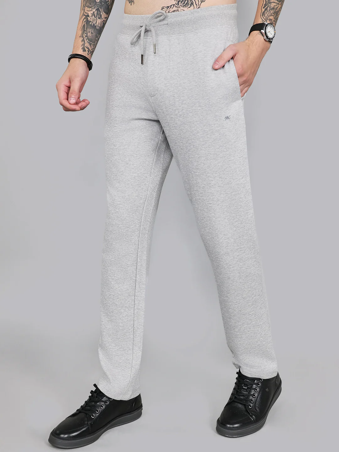 Men Grey Solid Regular Fit Lower - Image 2