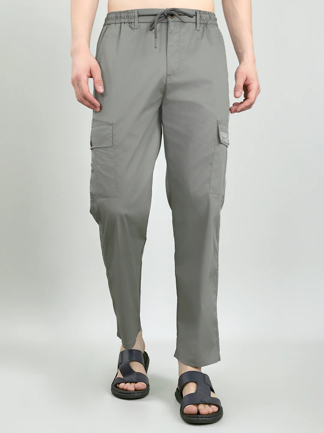 Men Grey Solid Regular Fit Lower