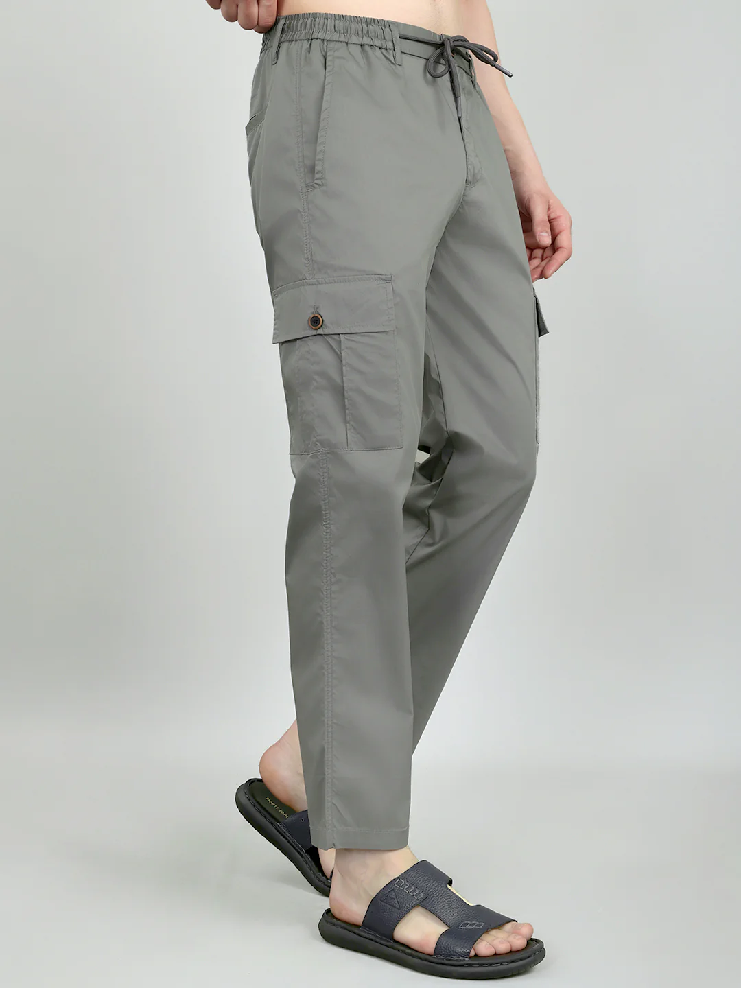 Men Grey Solid Regular Fit Lower - Image 3