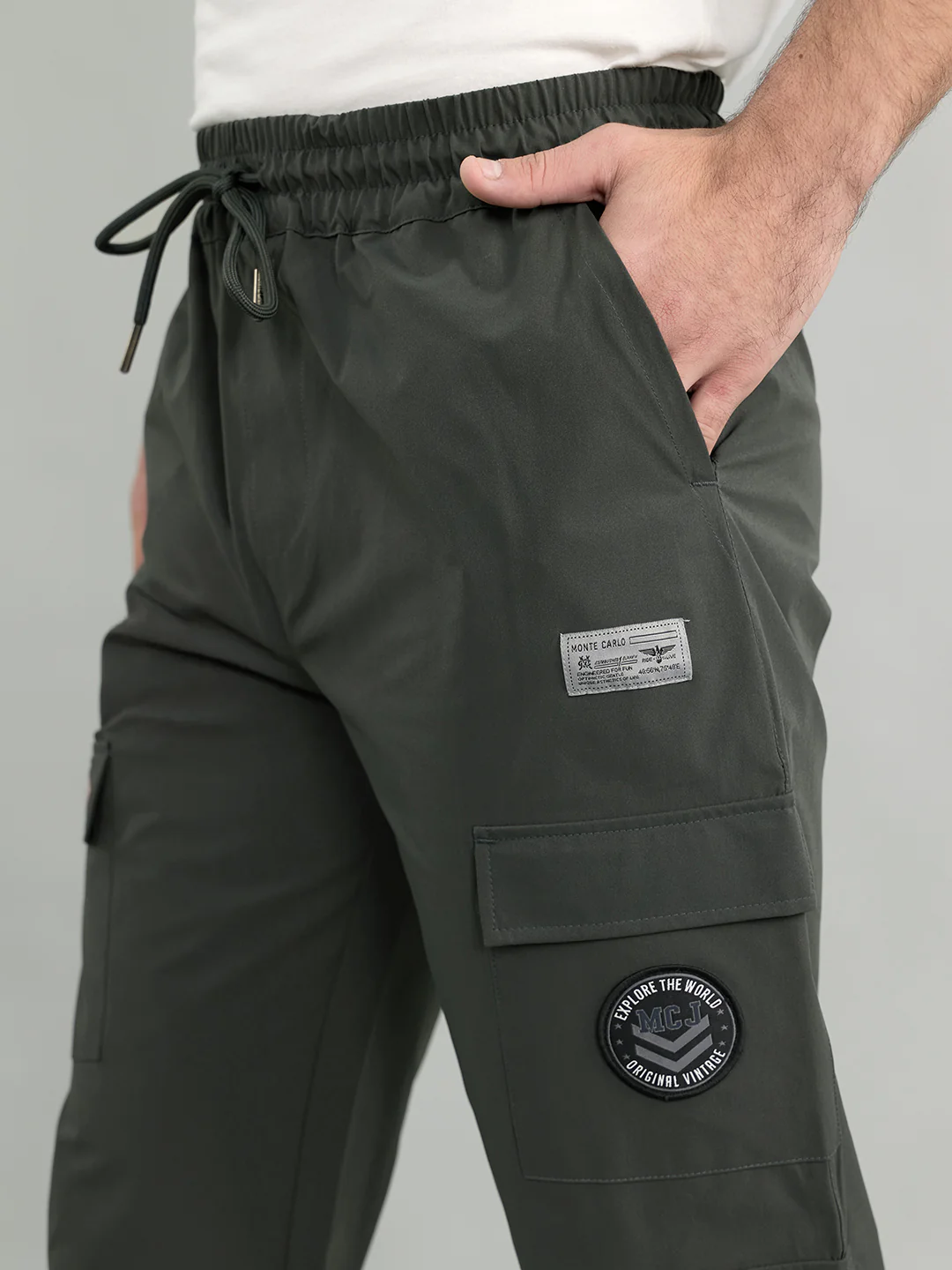Men Grey Solid Regular Fit Lower - Image 5
