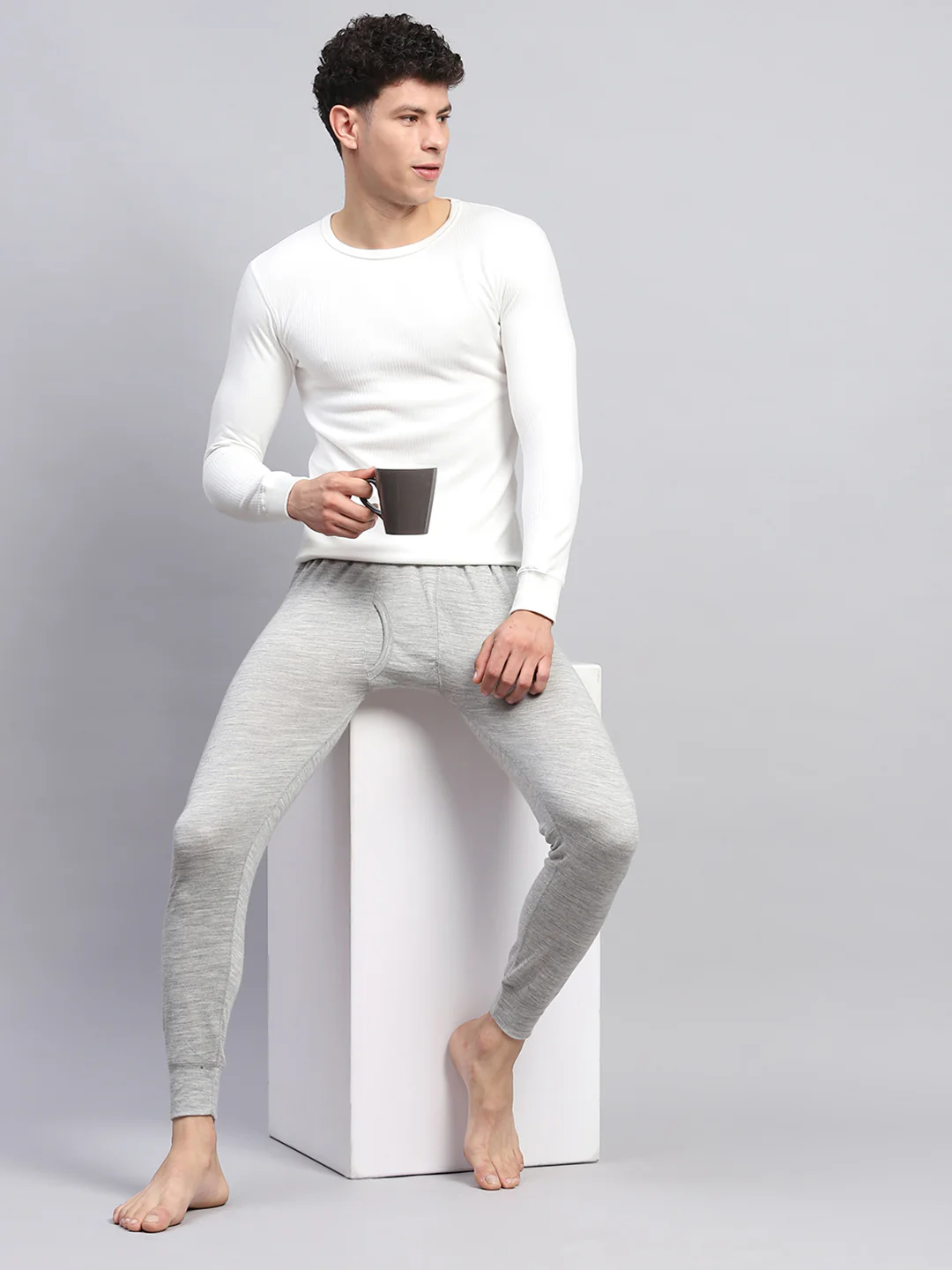 Men Grey Solid Regular Fit Lower - Image 2