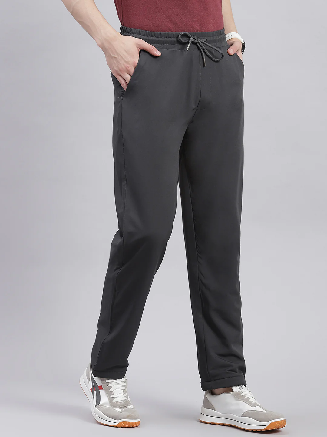 Men Grey Solid Regular Fit Winter Lowers - Image 4
