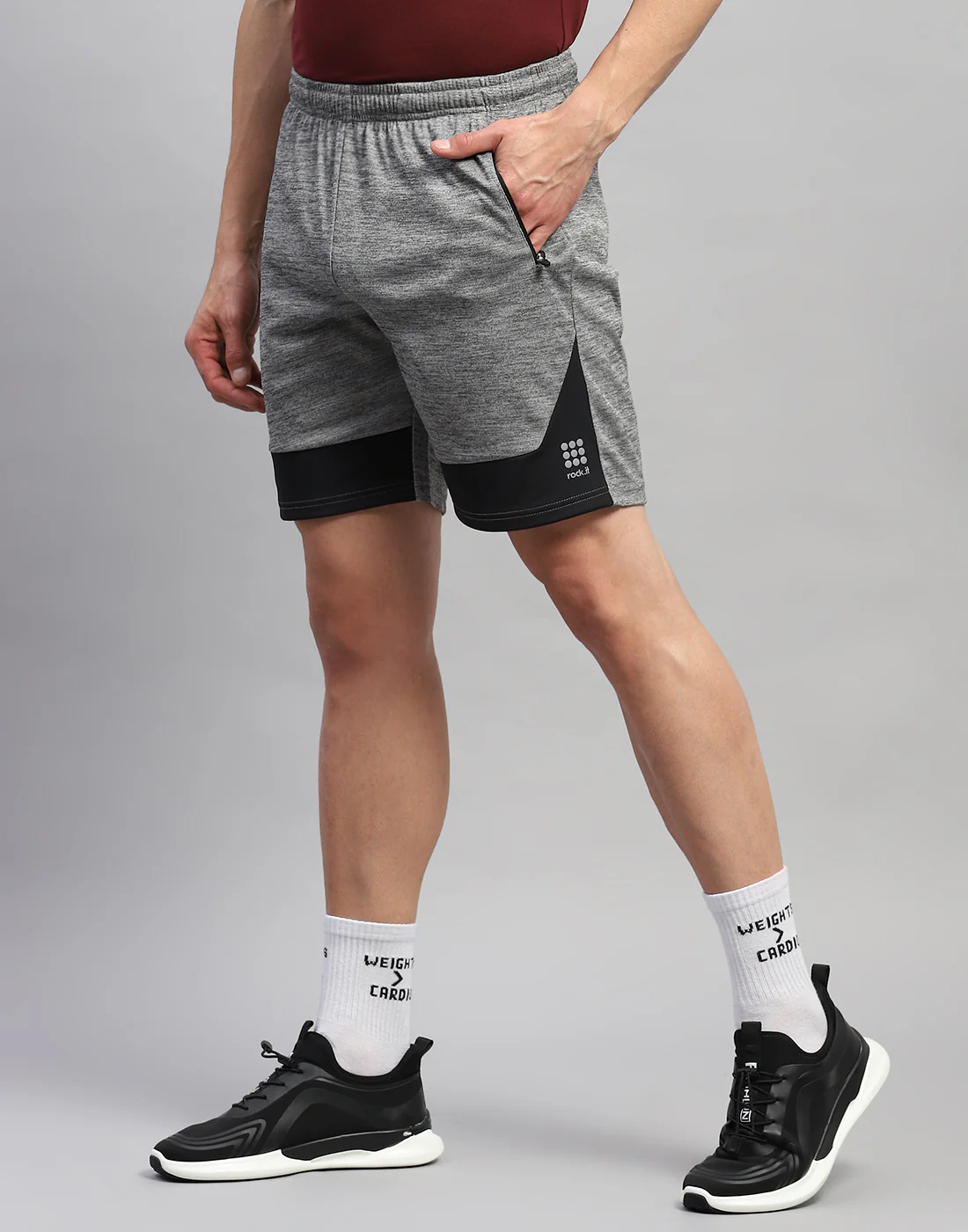 Rock.it Men Grey Solid Regular Fit Short - Image 4