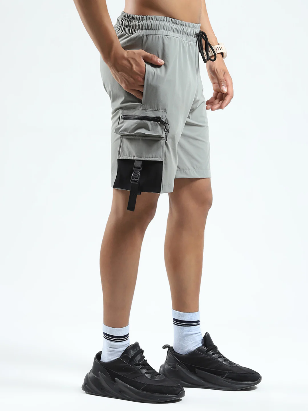 Rock.it Men Grey Solid Regular Fit Shorts - Image 4