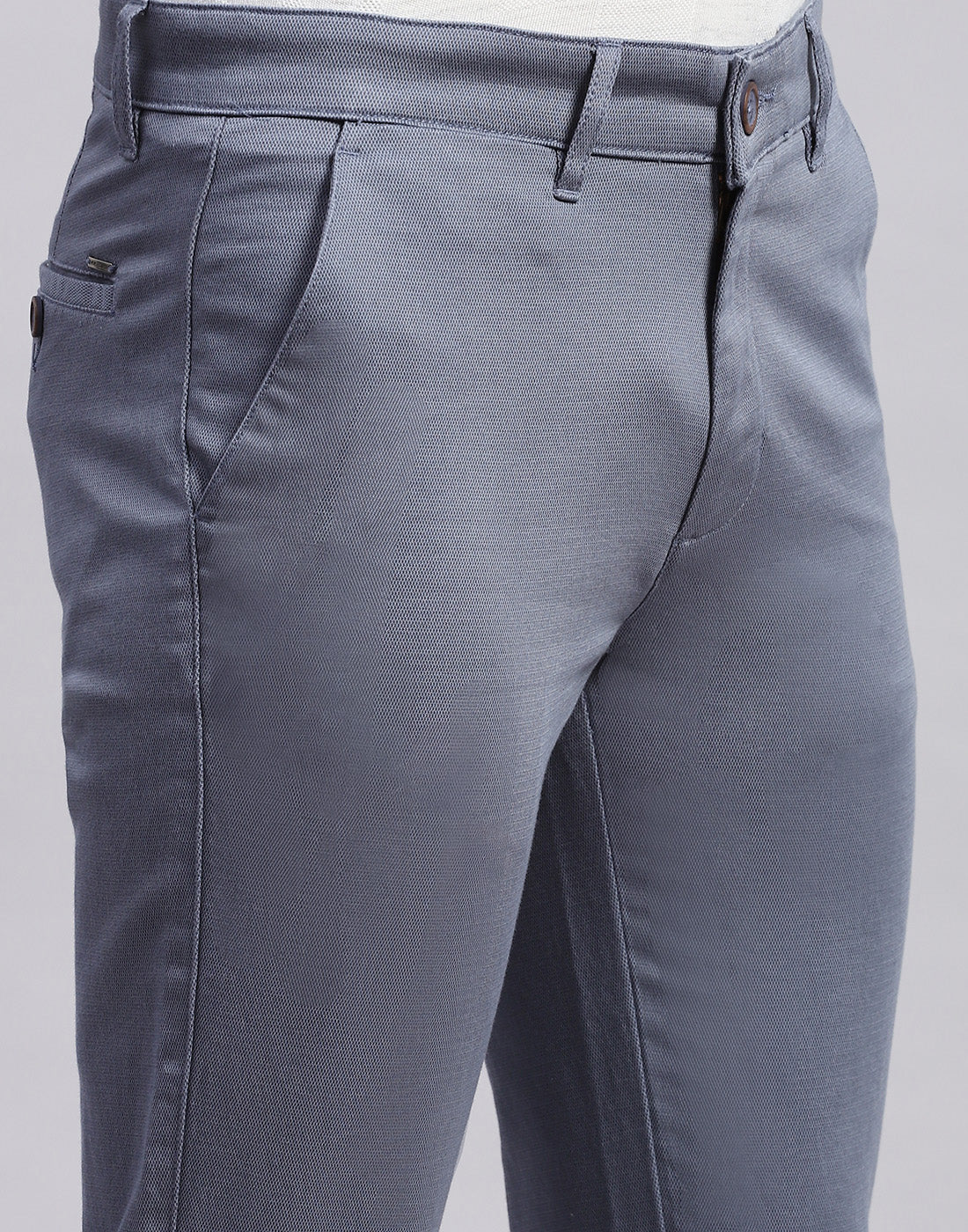 Men Grey Solid Regular Fit Trouser - Image 6