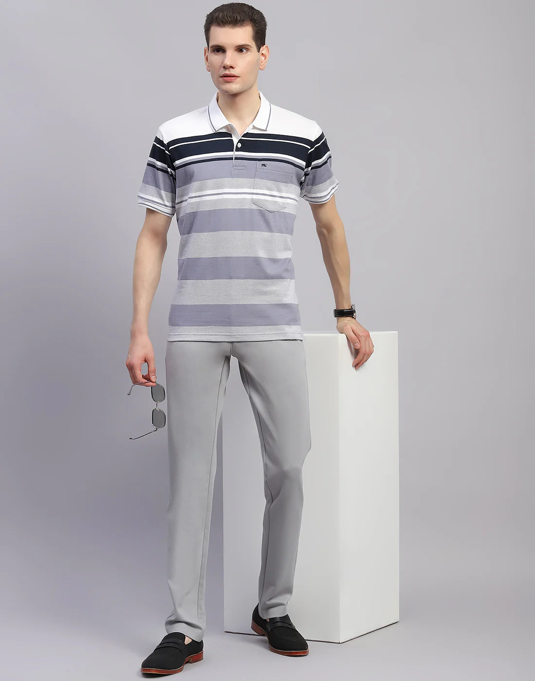 Men Grey Solid Regular Fit Trouser - Image 2
