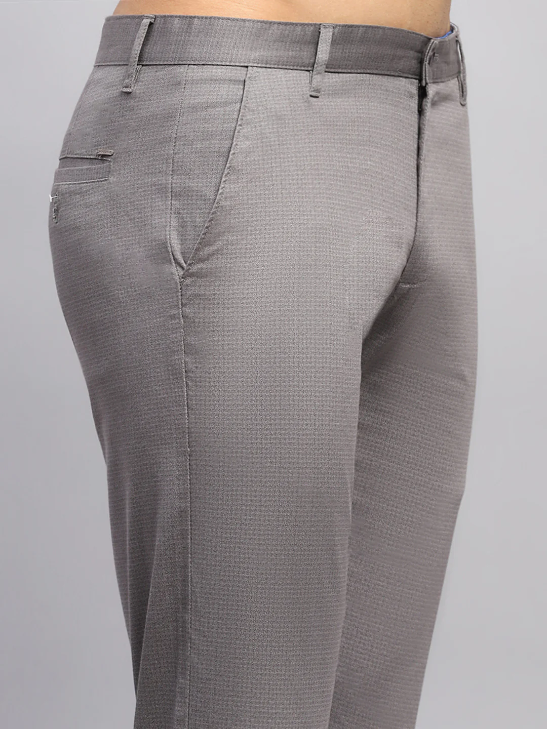 Men Grey Solid Regular Fit Trouser - Image 6
