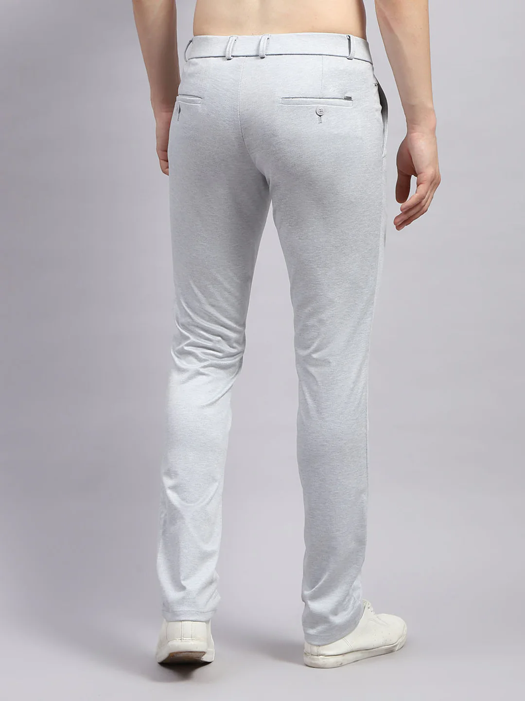 Men Grey Solid Regular Fit Trouser - Image 5
