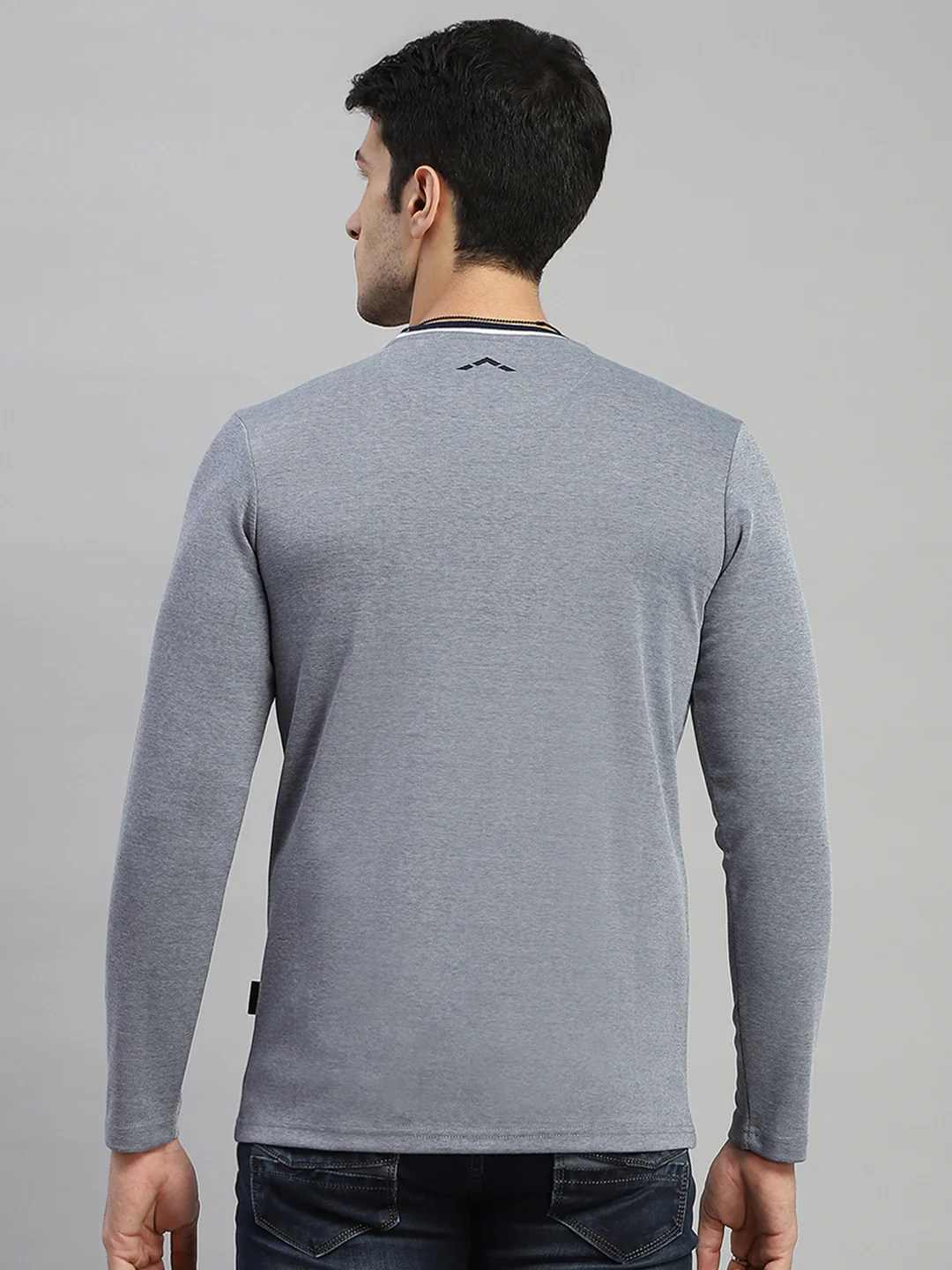 Rock.it Men Grey Solid Round Neck Full Sleeve T-Shirt - Image 5