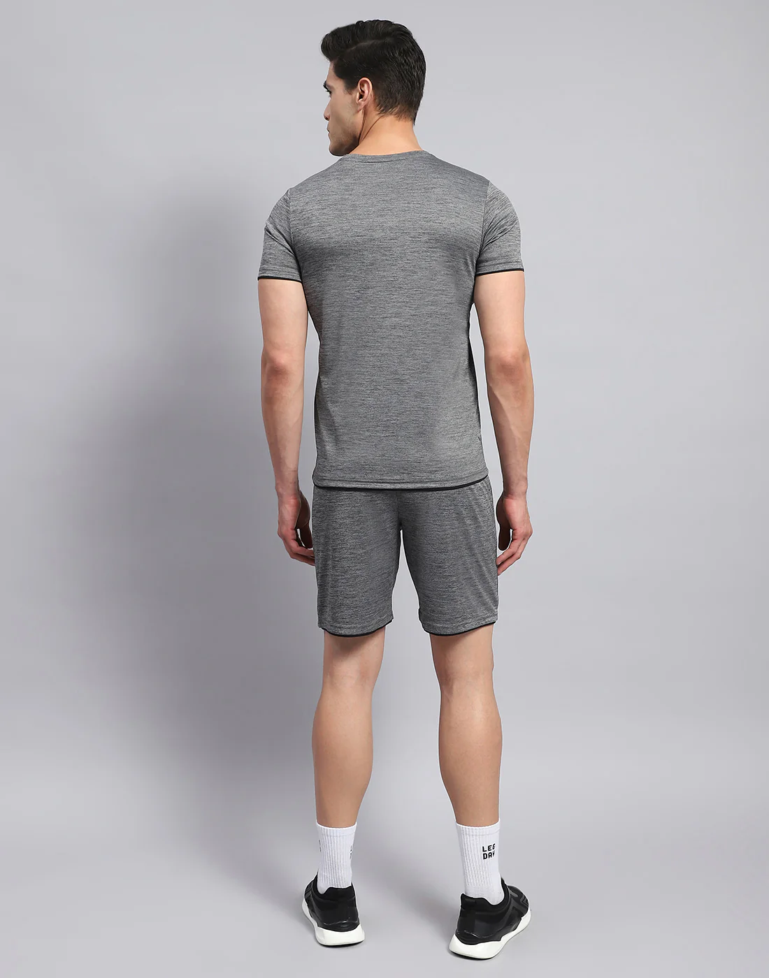 Rock.it Men Grey Solid Round Neck Half Sleeve Short - Image 5