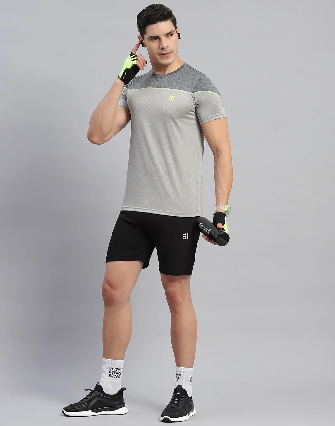 Rock.it Men Grey Solid Round Neck Half Sleeve T-Shirt - Image 2