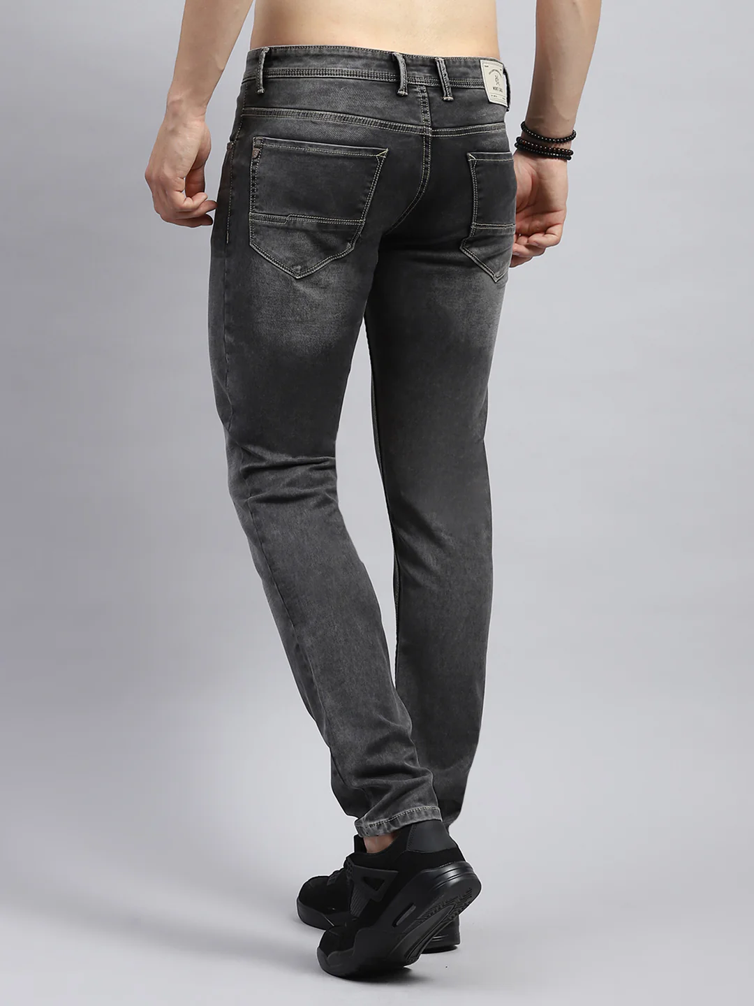 Men Grey Solid Skinny Fit Denim - Image 5