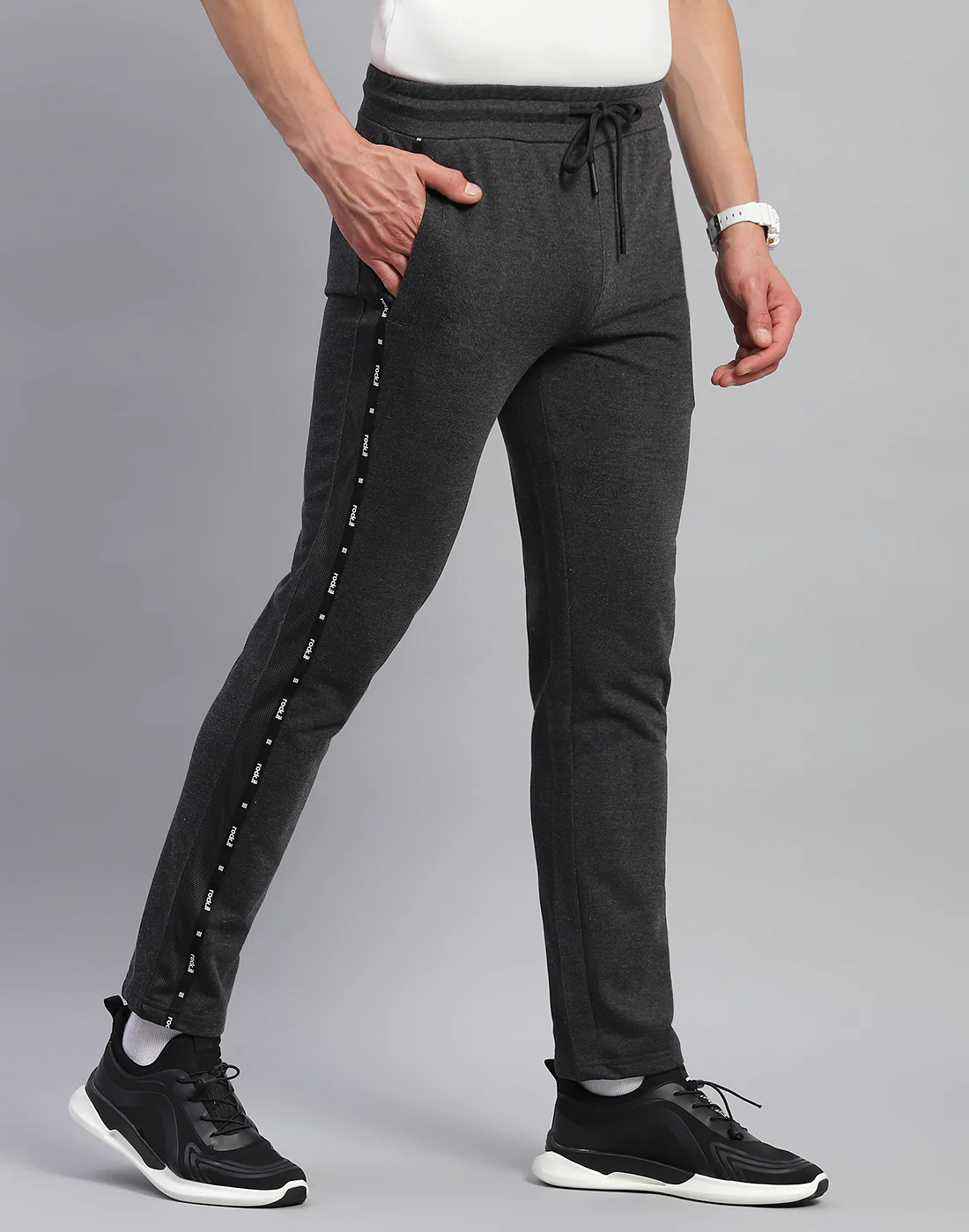 Rock.it Men Grey Solid Slim Fit Lower - Image 4
