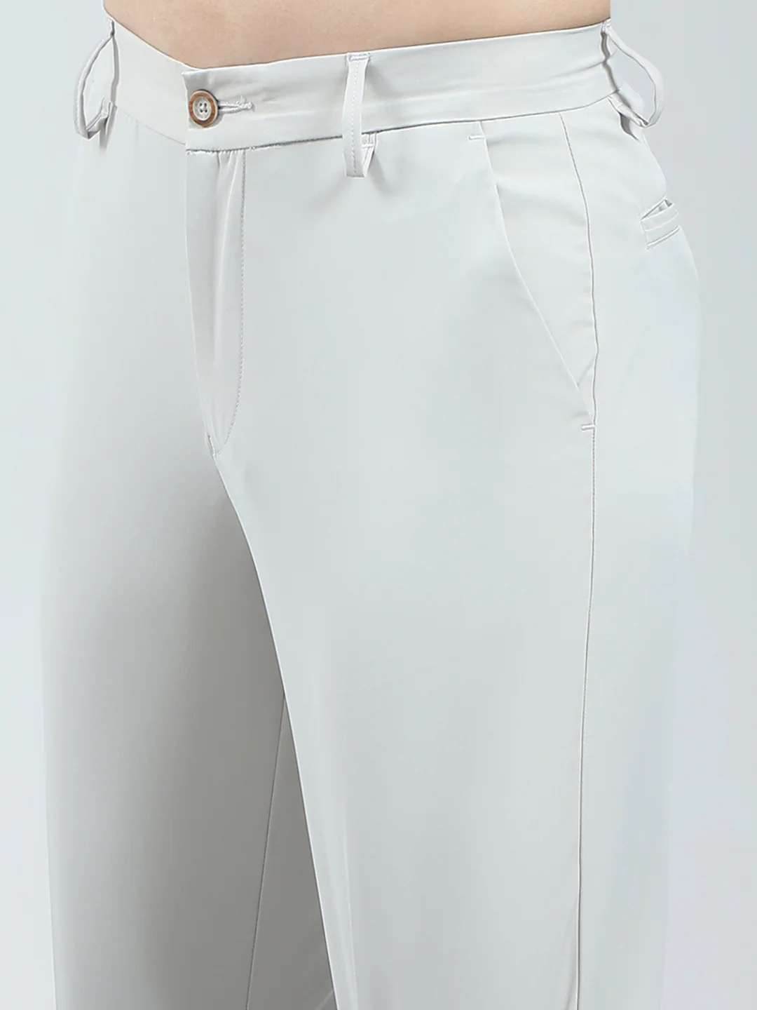 Men Grey Solid Slim Fit Trouser - Image 6