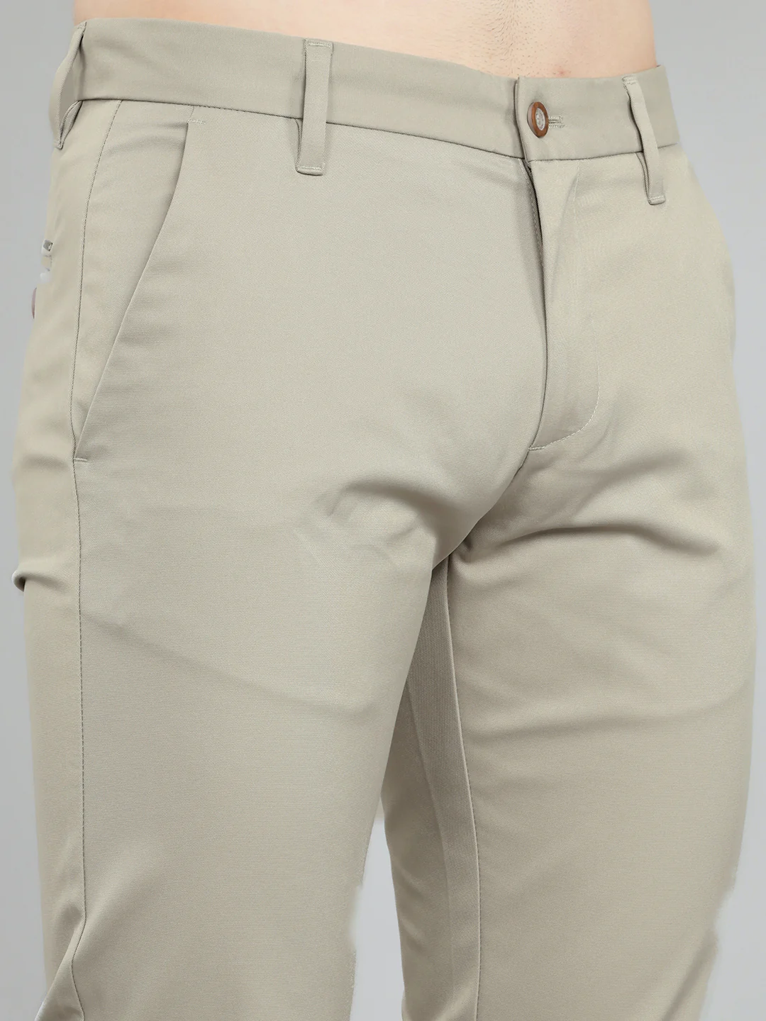Men Grey Solid Slim Fit Trouser - Image 4