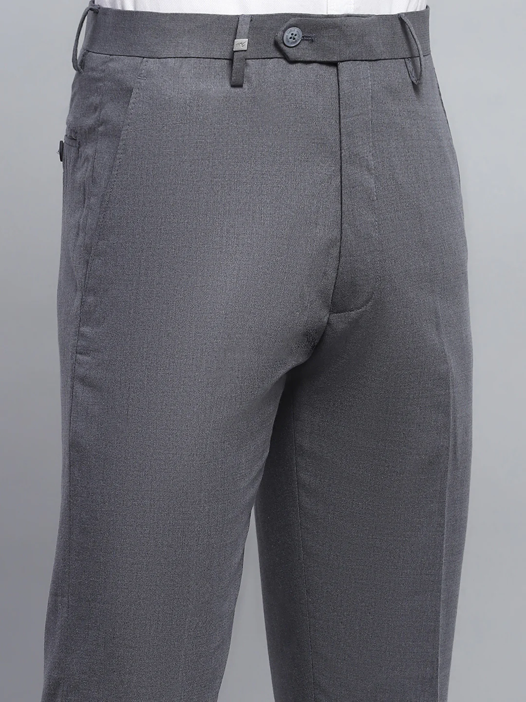 Men Grey Solid Smart Fit Trouser - Image 7