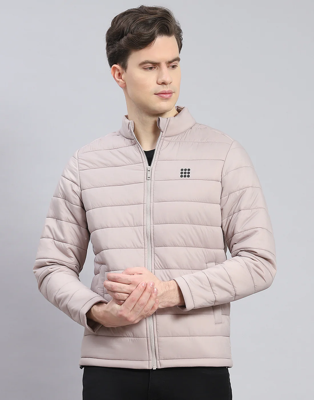 Rock.it Men Grey Solid Stand Collar Full Sleeve Jacket - Image 3