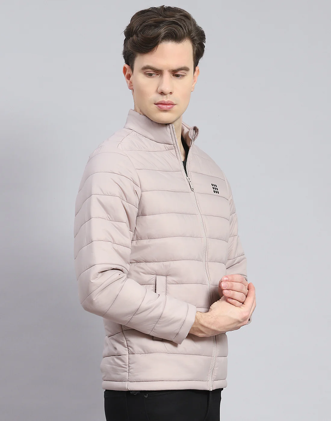 Rock.it Men Grey Solid Stand Collar Full Sleeve Jacket - Image 5