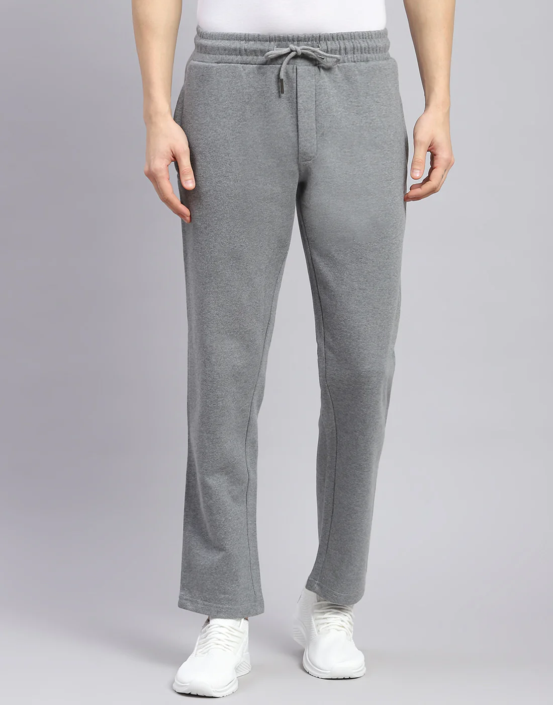 Men Grey Solid Stand Collar Full Sleeve Tracksuit - Image 8