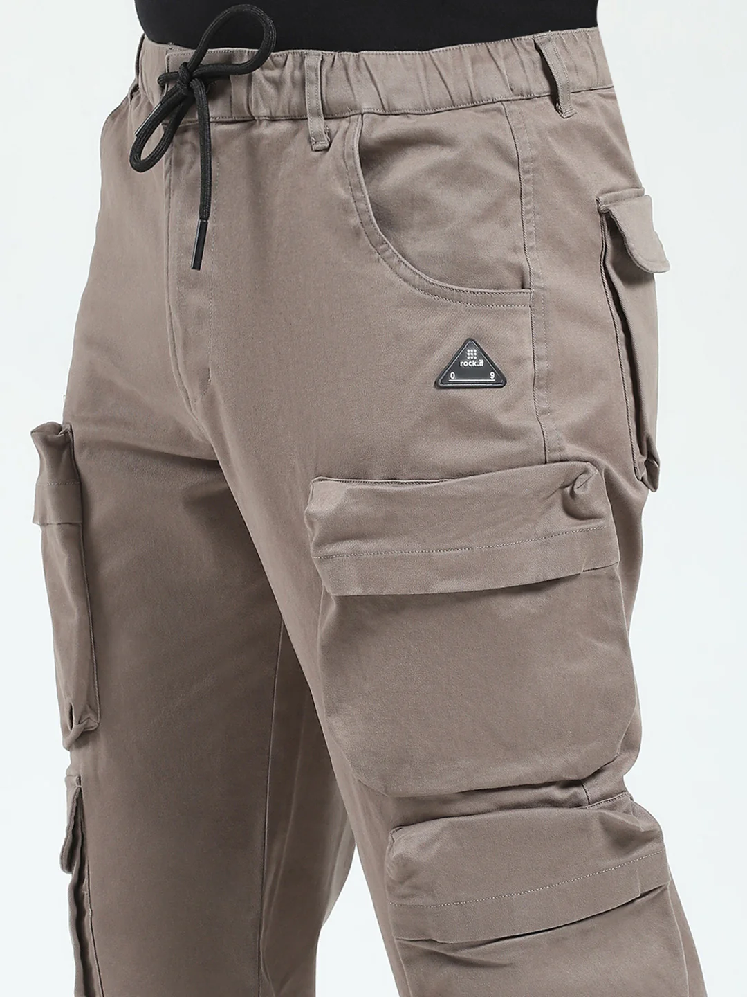 Rock.it Men Grey Solid Straight Fit Cargo - Image 6