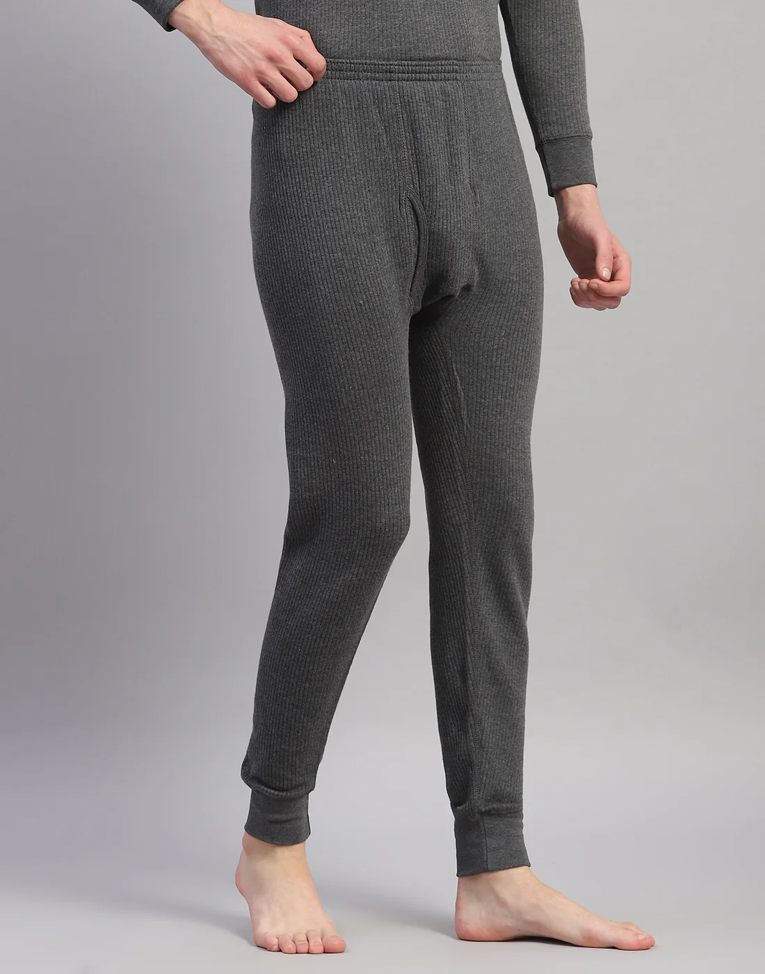 Men Grey Solid Thermal Lower - Image 4