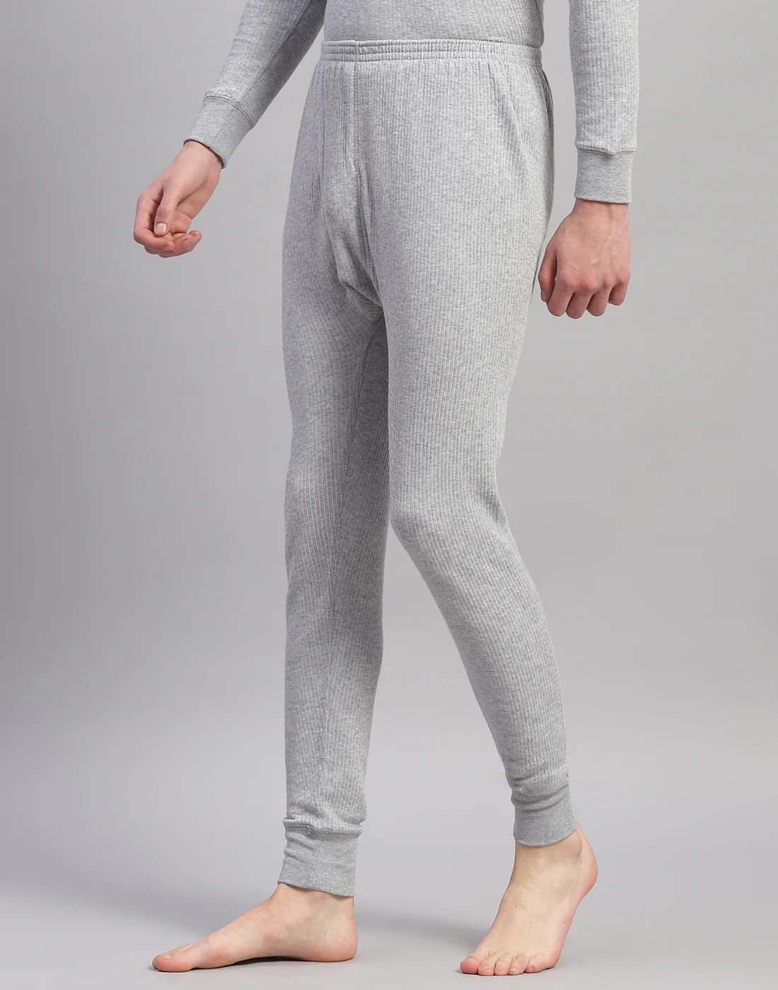 Men Grey Solid Thermal Lower - Image 3