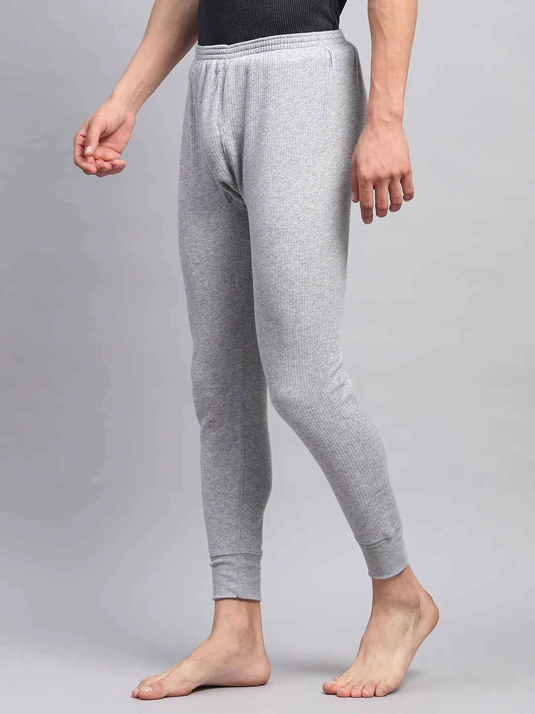 Men Grey Solid Thermal Lower - Image 3
