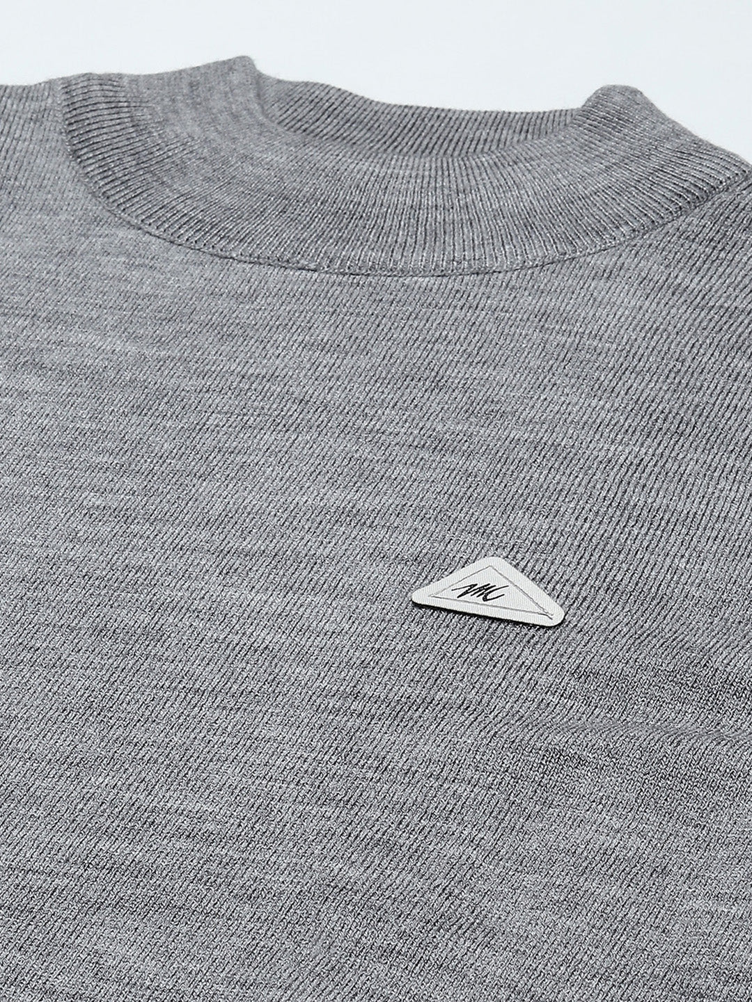 Men Grey Solid Turtle Neck Full Sleeve Pullover - Image 7