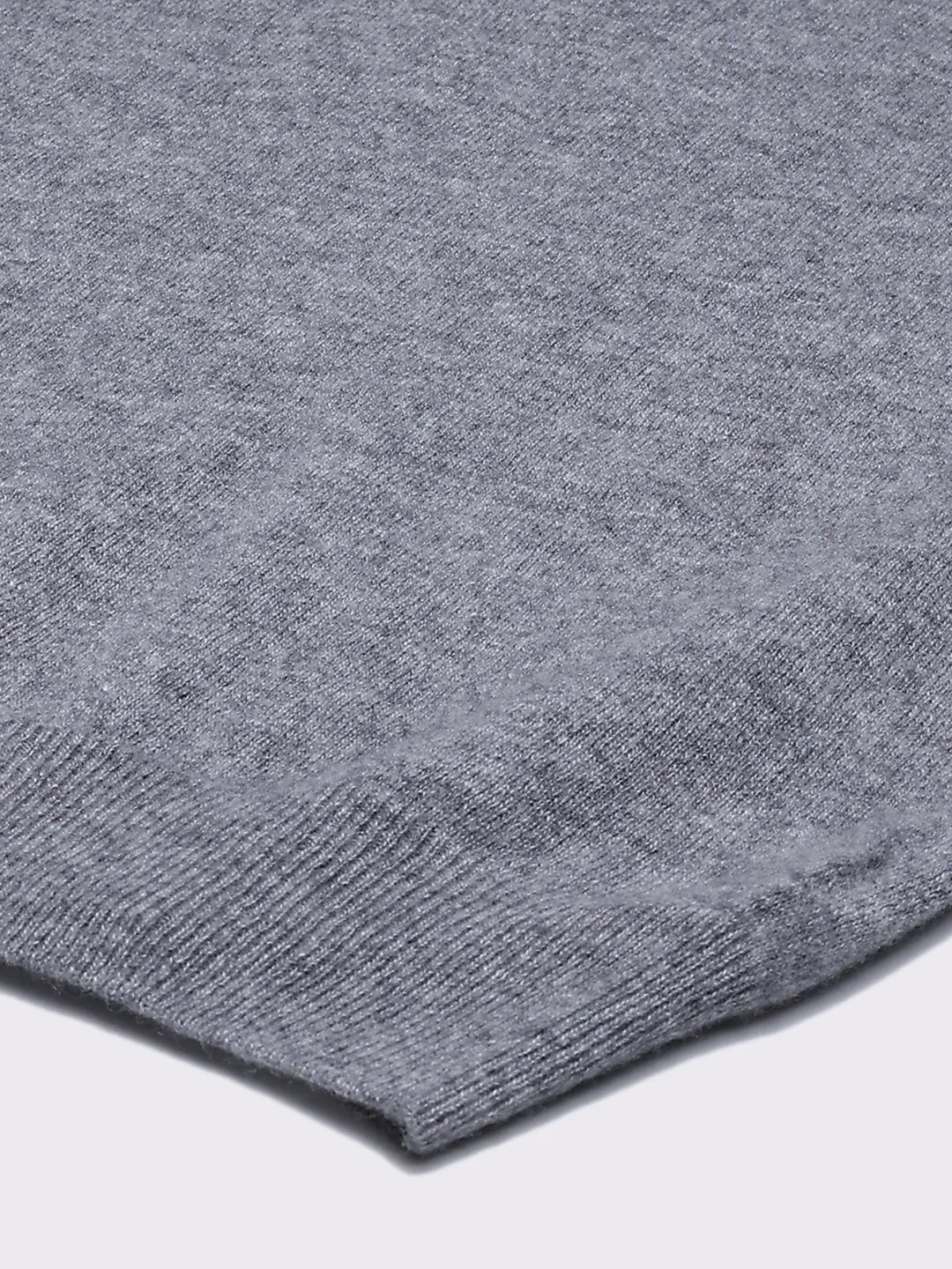 Men Grey Solid V Neck Full Sleeve Pullover - Image 8
