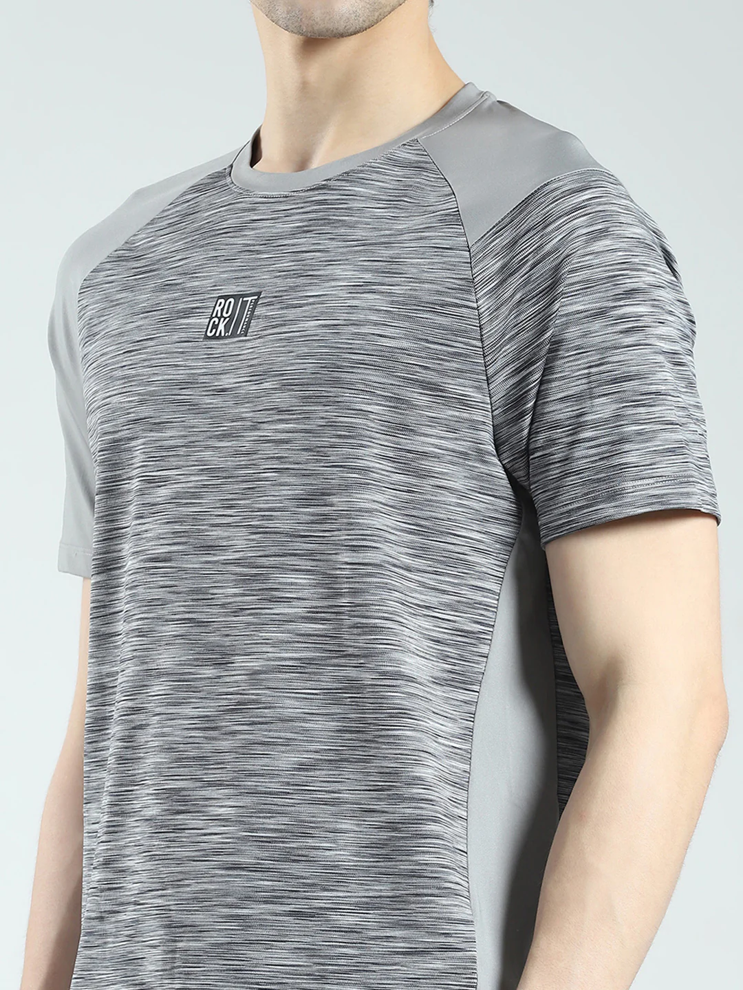 Rock.it Men Grey Solid Round Neck Half Sleeve T-Shirt - Image 6