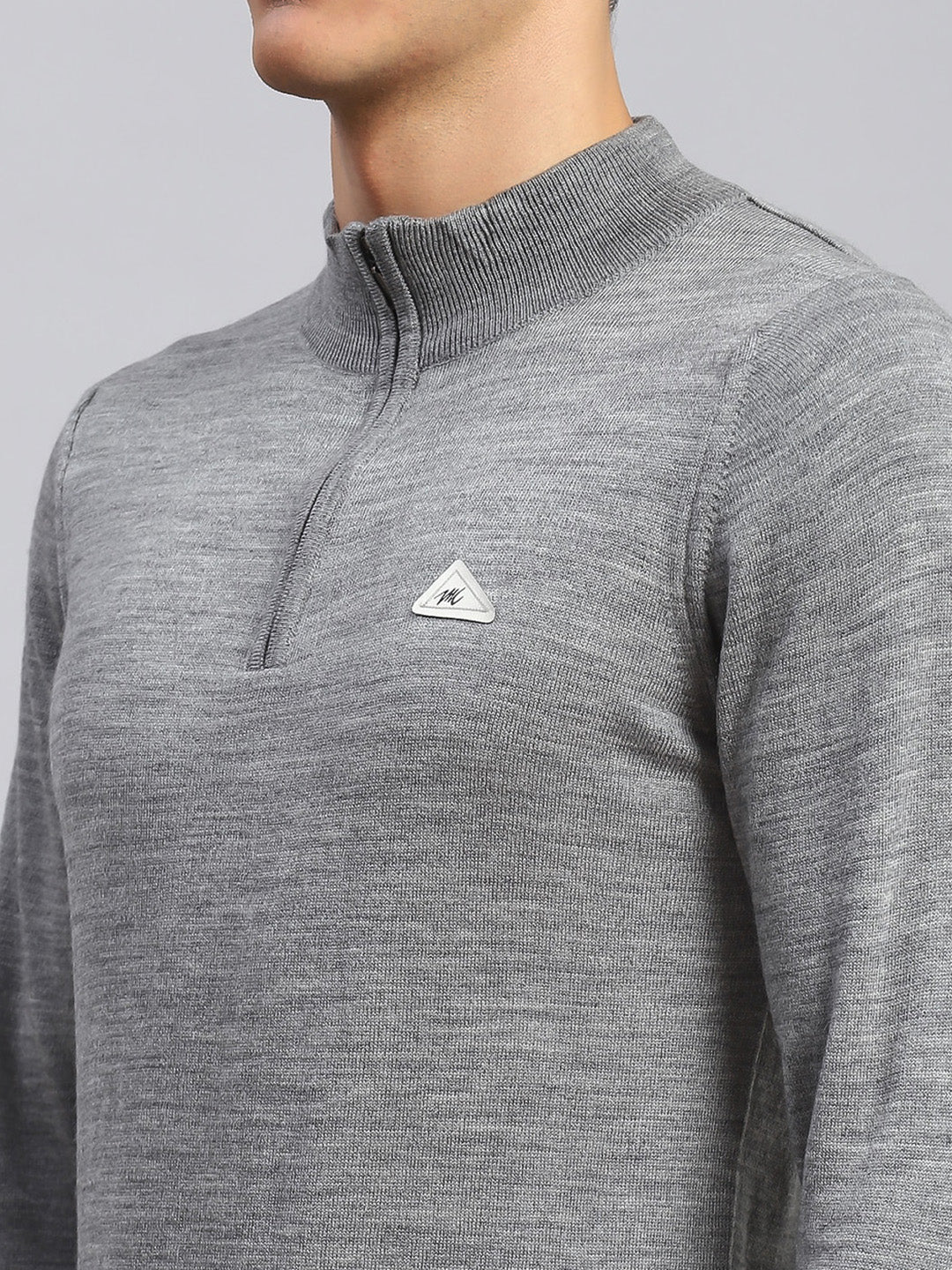 Men Grey Solid Wool blend Pullover - Image 6