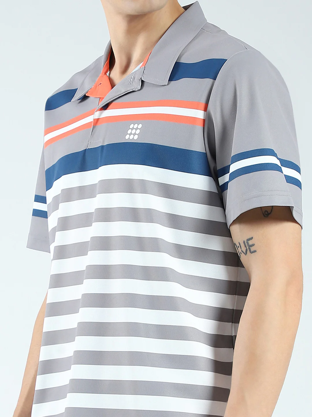 Rock.it Men Grey Stripe Collar Half Sleeve T-Shirt - Image 6