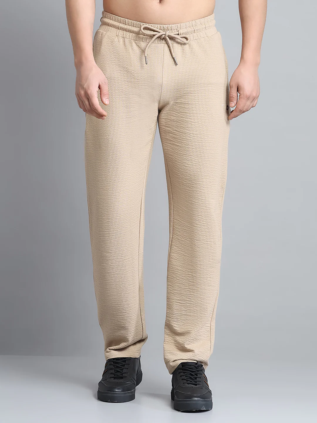 Men Khaki Self Design Collar Half Sleeve Lower Set - Image 7