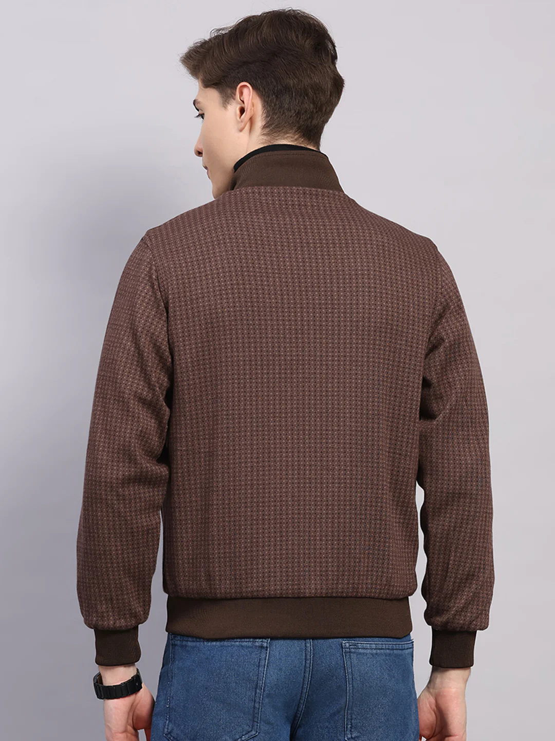 Men Khaki Solid Collar Full Sleeve Jacket - Image 8