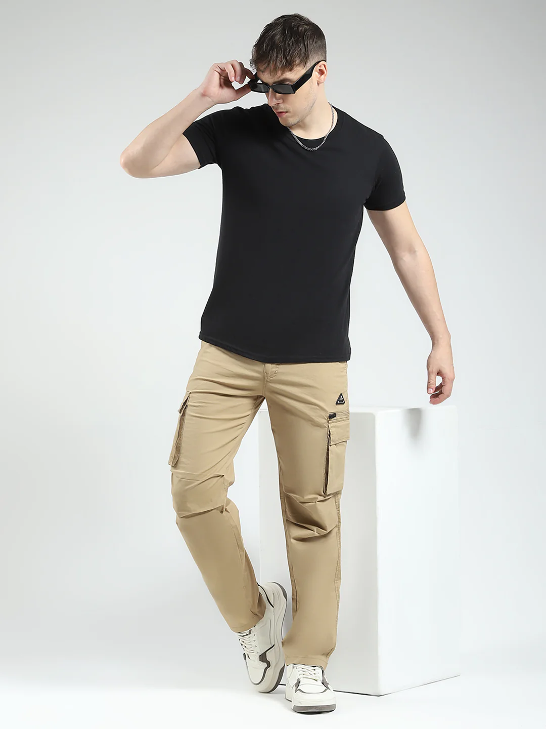 Rock.it Men Khaki Solid Regular Fit Cargo - Image 2