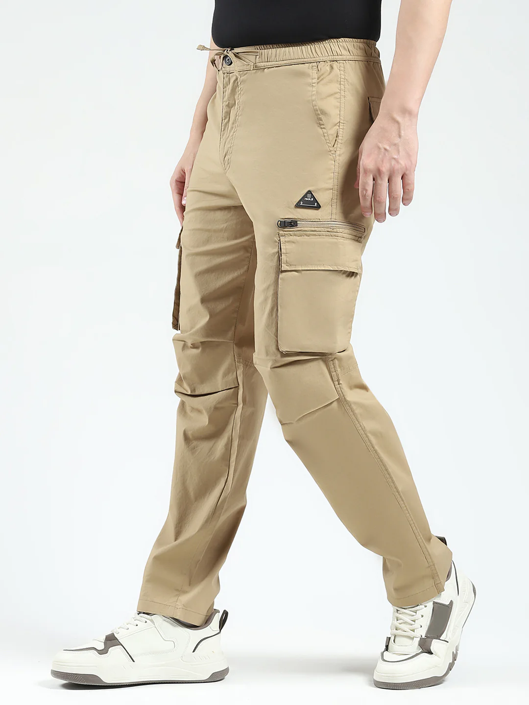 Rock.it Men Khaki Solid Regular Fit Cargo - Image 3