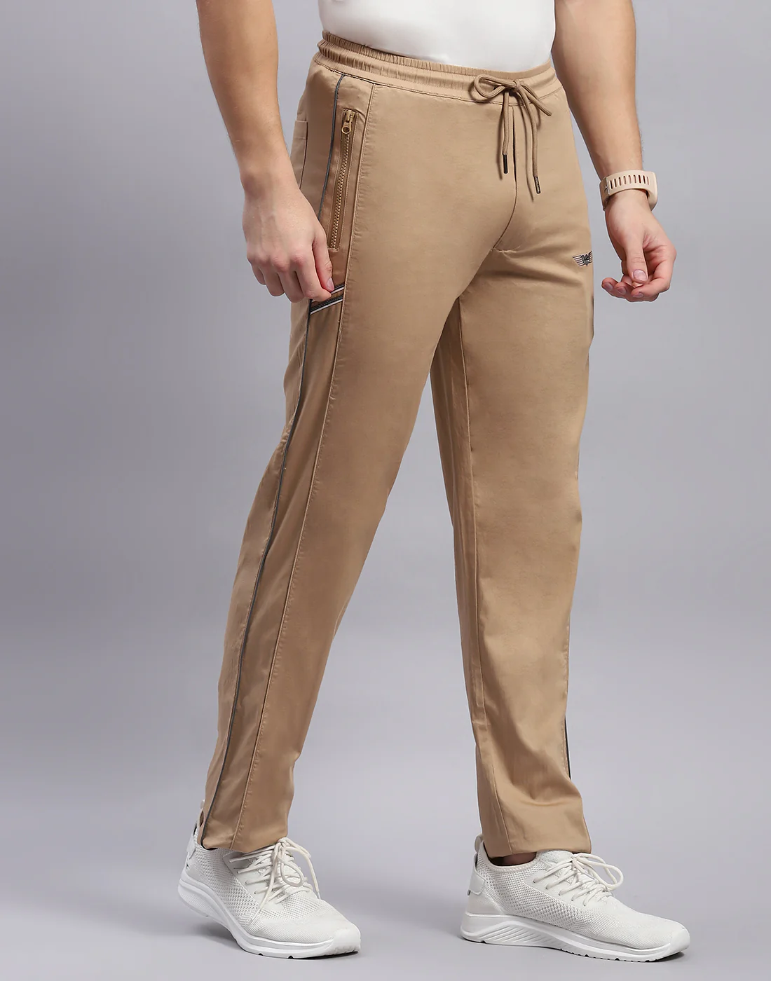Men Khaki Solid Regular Fit Lower - Image 4