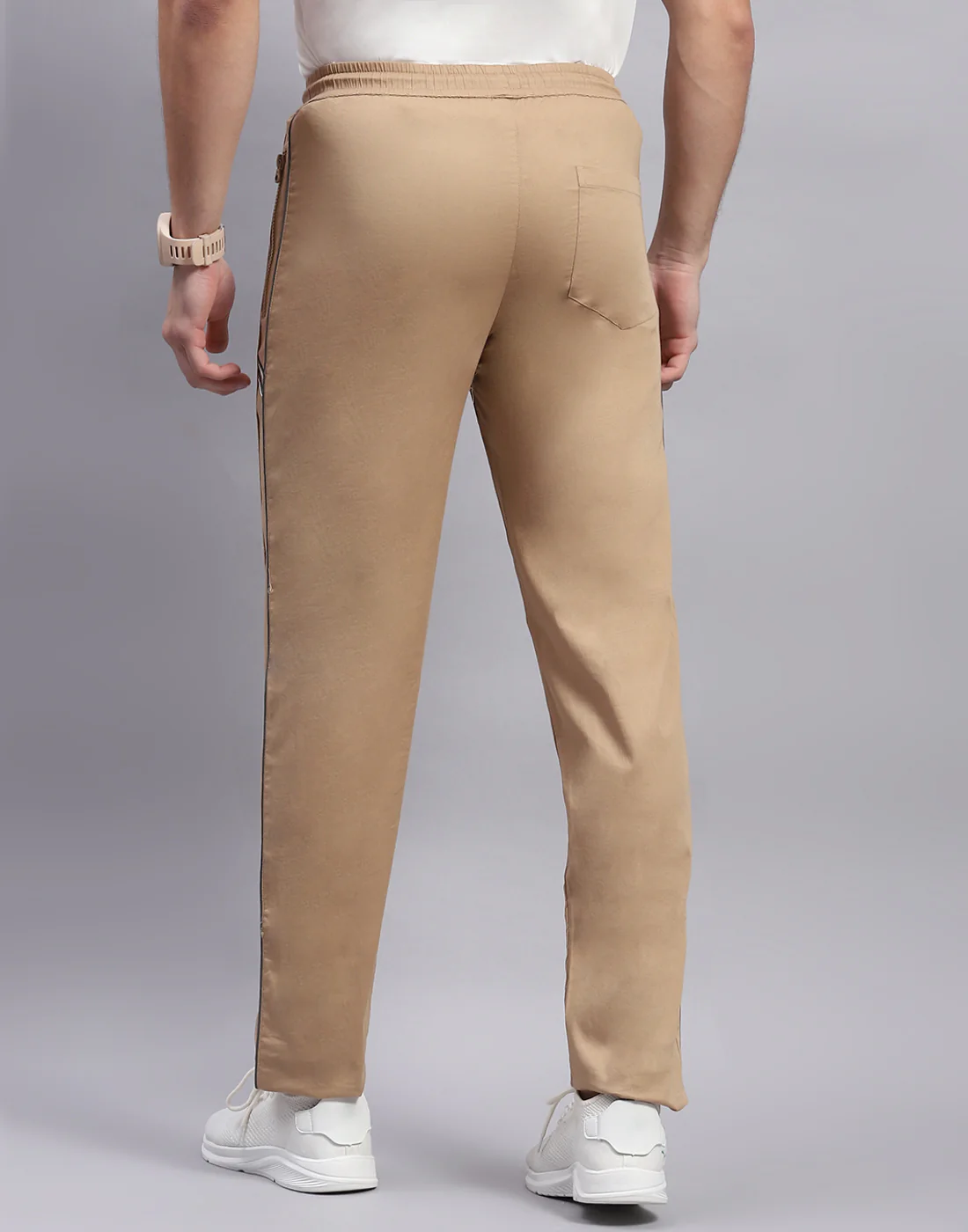 Men Khaki Solid Regular Fit Lower - Image 5